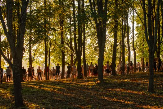 Mensen kijken op hun telefoon naar nieuws over een mogelijke boycot van het Songfestival tijdens een kijkavond in Noord-Holland